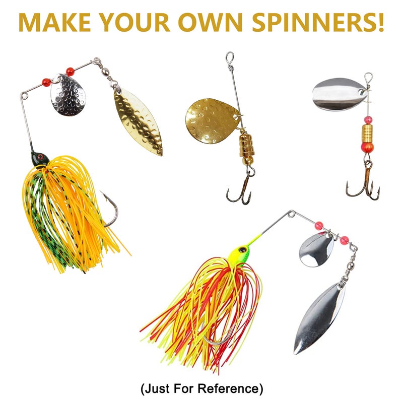OROOTL Fishing Spinner Blades Split Rings Kit, 100pcs Colorado Willow Blades Lure Rings Set Gold Silver Spoon Easy Spin Spinner Bait Making Freshwater Saltwater Walleye Rig Inline DIY Accessories - Image 5